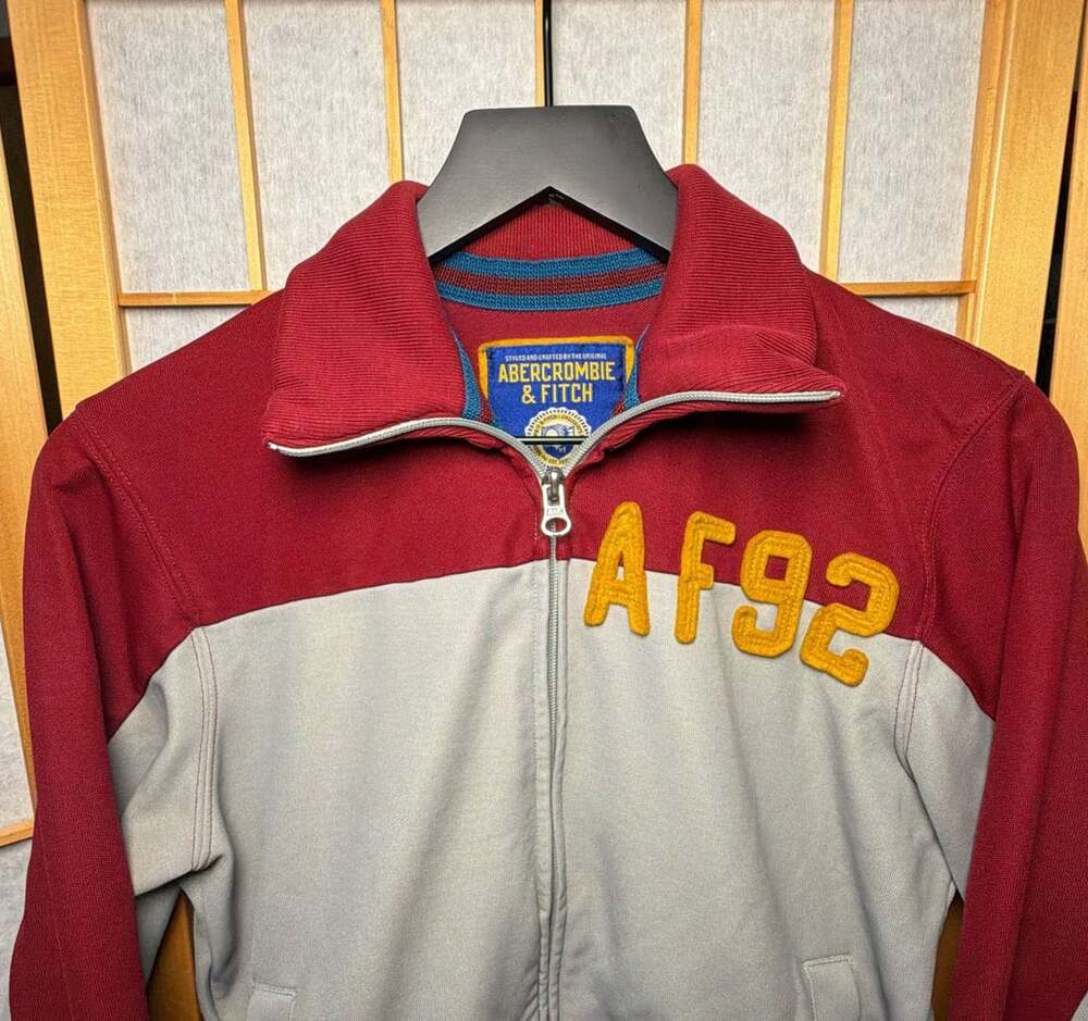 Abercrombie & Fitch Full-Zip Track Jacket Size Small Red Gray AF92